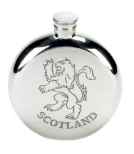 288FL Flask Pewter Scottish Lion Round Flask 6oz - Engravable & Gifts/Flasks