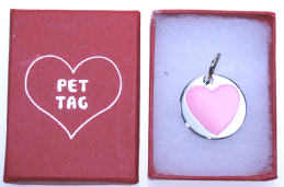 973 Luxury Pet Tag Pink Heart - Engravable & Gifts/Pet Tags