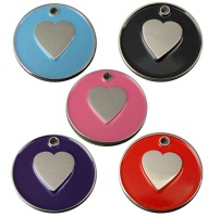 ENT-00021 Enamel 25mm Small Pet Tags Dog Heart - Engravable & Gifts/Pet Tags