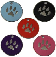 ENT-00020 Enamel 25mm Small Pet Tags Dog Paw - Engravable & Gifts/Pet Tags