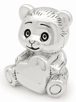 R9291 Teddy Bear with Heart Money Box Silver Plated - Engravable & Gifts/Childrens Gifts