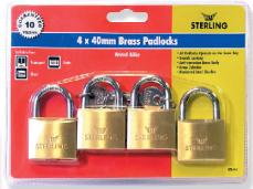 ..........BPL444 Brass padlocks (pack of 4 x 40mm keyed alike) - Locks & Security Products/Padlocks & Hasps