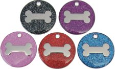 GLT-01503 Glitter Tags 25mm Small Bone - Engravable & Gifts/Pet Tags