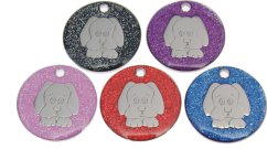 GLT-01502 Glitter Tags 25mm Small Dog - Engravable & Gifts/Pet Tags