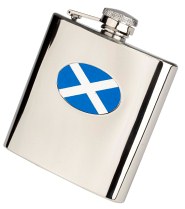 R3331 Langdale Flask Scottish Flag 6oz Stainless Steel ( use R3446 + badge) - Engravable & Gifts/Flasks