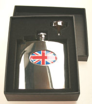 R3333 Langdale Flask Union Jack Flag 6oz Stainless Steel ( use R3446 + badge) - Engravable & Gifts/Flasks