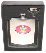 R3340 Langdale Welsh Feathers Flask 6oz Stainless Steel (use R3446 + badge)