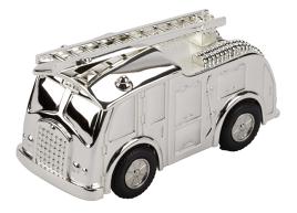 R9308 Fire Engine Money Bank Silver Plated
