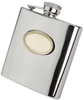 R3001 Flask with Brass Plate 6oz Stainless Steel - Engravable & Gifts/Flasks
