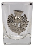 R1332 Square Shot Glass 2oz Thistle Badge - Engravable & Gifts/Glassware