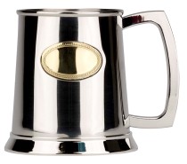 R8221 Wessex Tankard with Brass Badge Stainless Steel