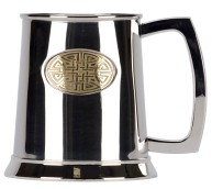 R8660 Wessex tankard with Brass Oval Badge Stainless Steel