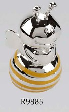 R9885 Yellow Bee Money Bank Silver Plated