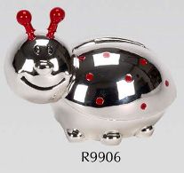 R9006 Ladybird Money Bank Silver Plated - Engravable & Gifts/Childrens Gifts