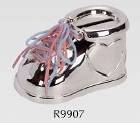 R9907 Bootee Money Bank Silver Plated - Engravable & Gifts/Childrens Gifts
