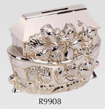 R9908 Noahs Ark Money Bank Silver Plated