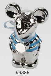 R9886 Blue Pirate Mouse Blank with eng. Plate Silver Plated - Engravable & Gifts/Childrens Gifts