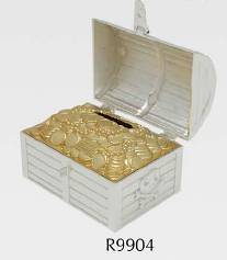 R9904 Treasure Chest Money Bank Silver Plated