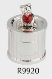 R9920 Teddy Tooth Box Red Heart Silver Plated - Engravable & Gifts/Childrens Gifts