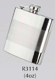 R3114 Satin Band Flask 4oz Stainless Steel - Engravable & Gifts/Flasks