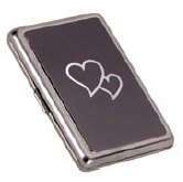 R6882 Satin Card Holder with 2 Heart - Engravable & Gifts/Gifts