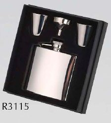 R3115 Hip Flask 4oz with 2 Cups & Funnel Stainless Steel