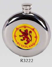 R3222 Round Coinston Flask with Scottish Lion Stainless Steel (Use R3110 + Badge)