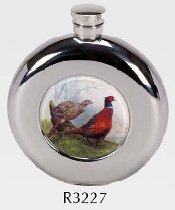 R3227 Round Coinston Flask with Pheasant Stainless Steel (Use R3110 + Badge)