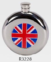 R3228 Round Coinston Flask with Union Jack Stainless Steel (Use R3110 + Badge)