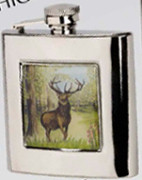 R3787 Highland Stag Flask 6oz Stainless Steel (Use R3447 + Badge) - Engravable & Gifts/Flasks