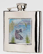 R3789 Highland Fishing Flask 6oz Stainless Steel (Use R3447 + Badge) - Engravable & Gifts/Flasks