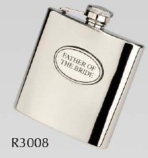 R3008 Langdale Father of the Bride Flask 6oz Stainless Steel ( Use R3446 with badge) - Engravable & Gifts/Flasks