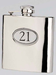 R3121 Langdale 21 Flask 6oz Stainless Steel ( Use R3446 with 21 badge)