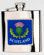 R3778 Highland Hip Flask Thistle 6oz Stainless Steel (Use R3447 + Badge) - Engravable & Gifts/Flasks