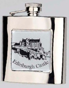 R3781 Highland Hip Flask Edinburgh Castle 6oz Stainless Steel (Use R3447 + Badge)