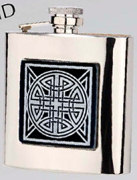 R3782 Highland Hip Flask Celtic 6oz Stainless Steel (Use R3447 + Badge) - Engravable & Gifts/Flasks