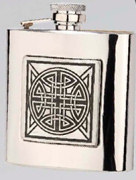 R3783 Highland Hip Flask Celtic Pewter Ins 6oz Stainless Steel - Engravable & Gifts/Flasks