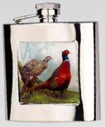 R3786 Highland Hip Flask Pheasant 6oz Stainless Steel (Use R3447 + Badge) - Engravable & Gifts/Flasks