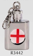 R3442 Keyring Hip Flask 1oz with England - Engravable & Gifts/Flasks