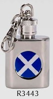 R3443 Keyring Hip Flask 1oz with Saltire - Engravable & Gifts/Flasks