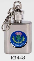 R3448 Keyring Hip Flask 1oz with Thistle