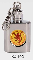 R3449 Keyring Hip Flask 1oz with Scottish Lion - Engravable & Gifts/Flasks