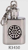 .........R3450 Keyring Hip Flask 1oz with Celtic Design - Engravable & Gifts/Flasks