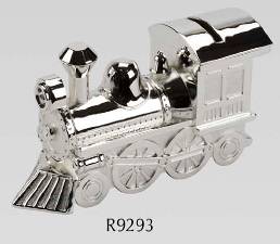 R9293 Train Money Bank Silver Plated - Engravable & Gifts/Childrens Gifts