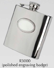 R3000 Langdale Hip Flask 6oz with Polished Badge - Engravable & Gifts/Flasks