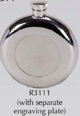 R3111 Round Flask with Round Engraving Plate - Engravable & Gifts/Flasks