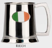R8334 Stainless Steel Tankard Irish Flag Flag (Use R8005 + Badge) - Engravable & Gifts/Tankards