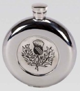 R3221 Round Coniston Flask with Pewter Thistle Badge - Engravable & Gifts/Flasks