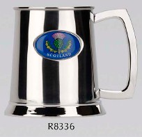 R8336 Blue ThistleTankard Stainless Steel (Use R8005 + badge) - Engravable & Gifts/Tankards