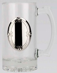 R1002 Guardsman Plain Glass 500ml Tankard with large engraving badge - Engravable & Gifts/Glassware